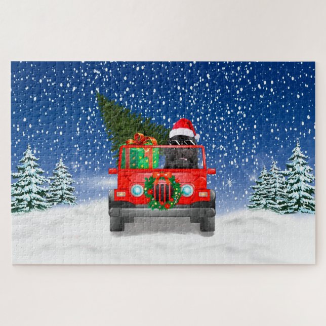 Newfoundland dog with Christmas gifts Jigsaw Puzzle (Horizontal)