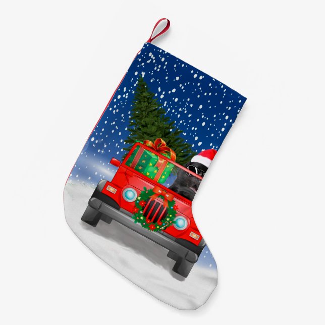 Newfoundland dog with Christmas gifts Small Christmas Stocking (Front (Hanging))