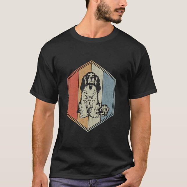 Newfoundland Dog With Distressed Design Retro Newf T-Shirt (Front)