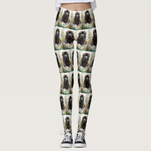 Newfoundland Dog with Easter Eggs Holiday Leggings