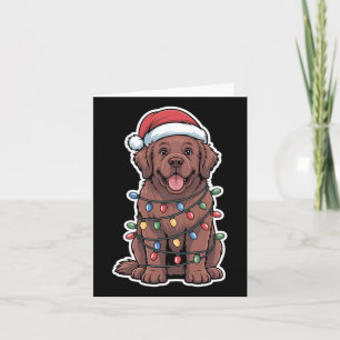 Newfoundland Dog Wrapped In Christmas Lights Card