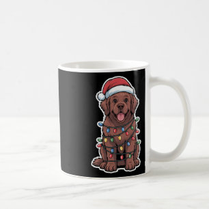 Newfoundland Dog Wrapped In Christmas Lights Coffee Mug
