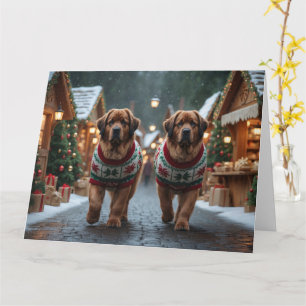 Newfoundland Dogs Christmas Snow Holiday Card