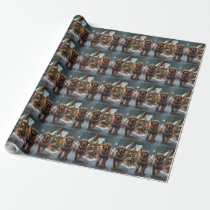 Newfoundland Dogs Christmas Snow Holiday Wrapping Paper