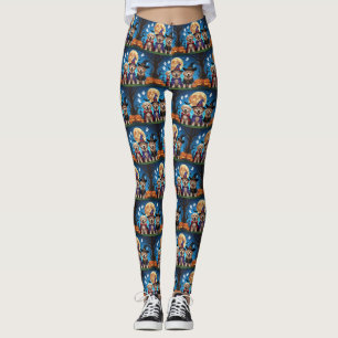 Newfoundland Dogs Pumpkin Halloween Funny  Leggings