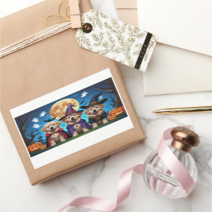 Newfoundland Dogs Pumpkin Halloween Funny  Rectangular Sticker