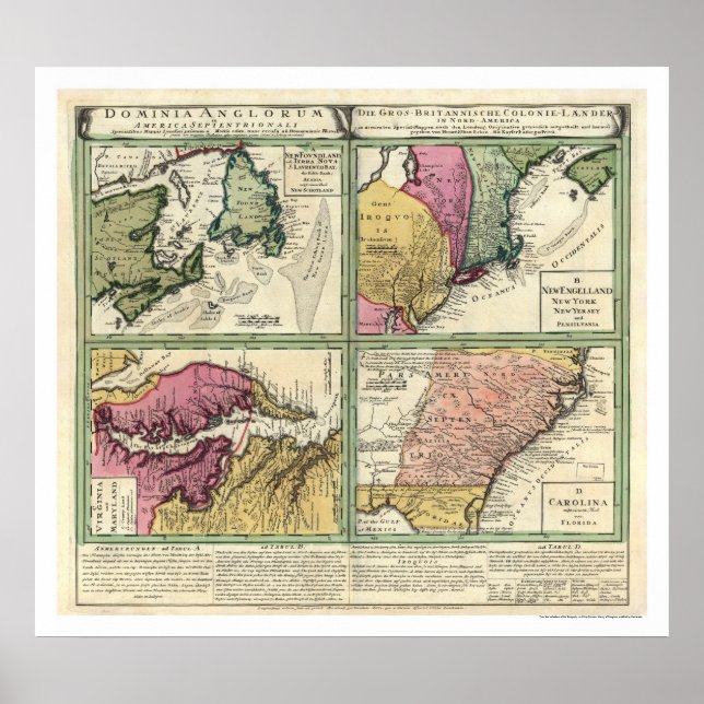 Newfoundland & East Coast Map 1760 Poster (Front)