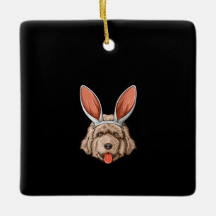 Newfoundland easter bunny ears dog gift ceramic ornament