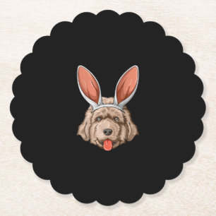 Newfoundland easter bunny ears dog gift paper coaster