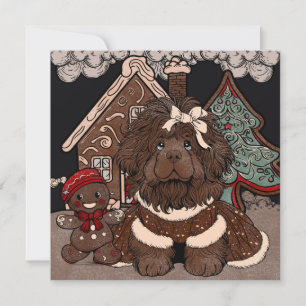 Newfoundland Gingerbread Kisses, Holiday Wishes  Card