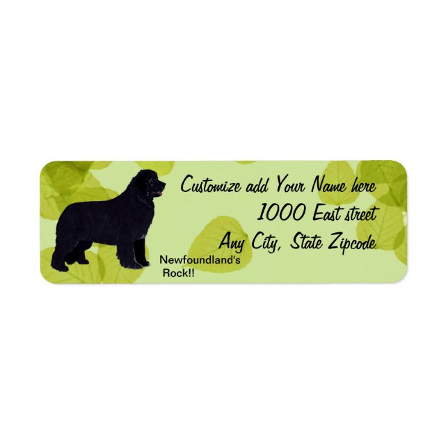 Newfoundland - Green Leaves Design Return Address Label (Front)