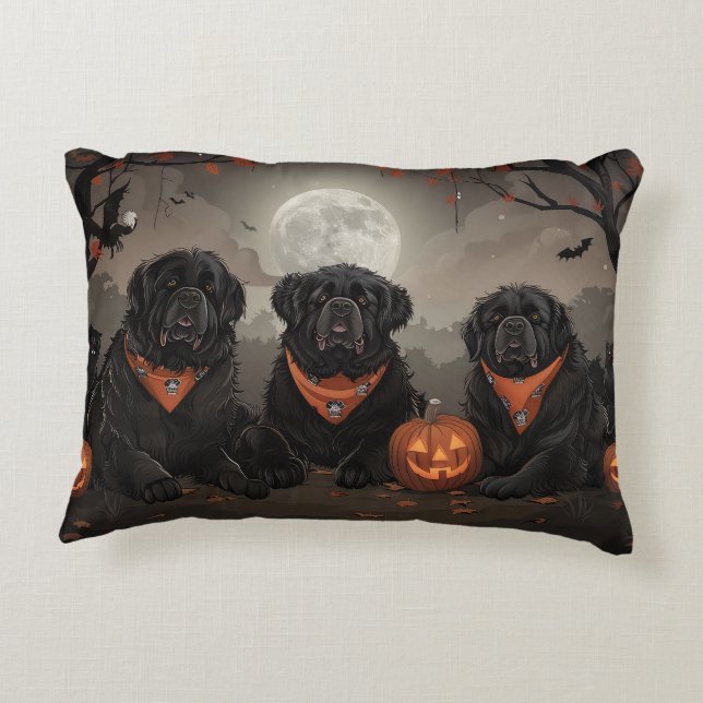 Newfoundland Halloween Spooky Decorative Cushion (Back)