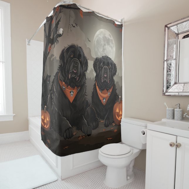 Newfoundland Halloween Spooky Shower Curtain (In Situ)
