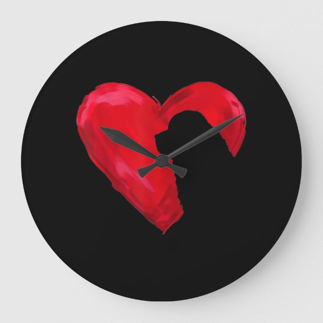 Newfoundland heart | valentines day dog gift large clock (Front)