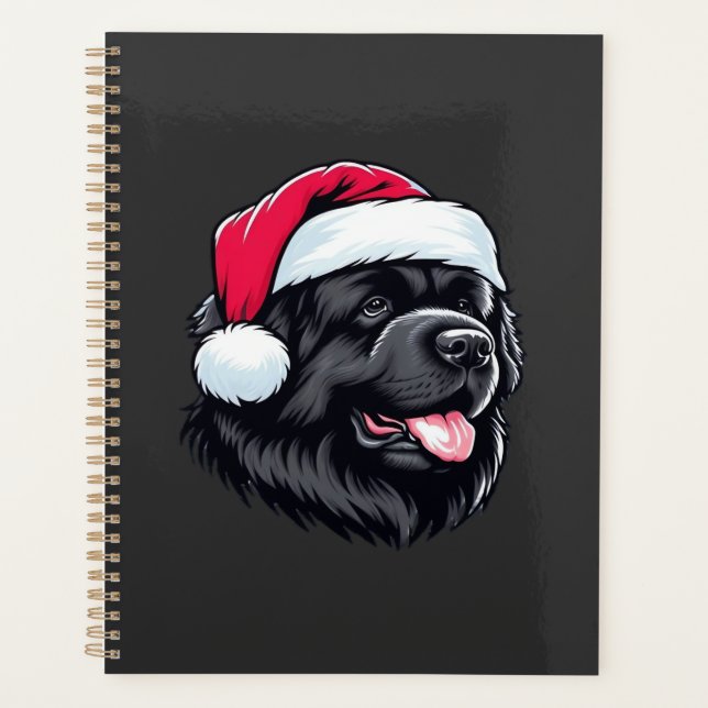Newfoundland in a Santa Hat Classic T-Shirt Planner (Front)