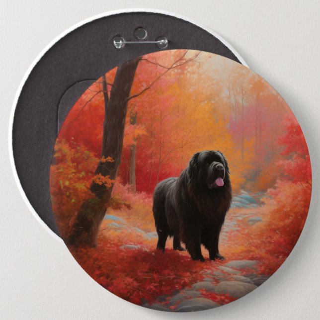 Newfoundland in Autumn Leaves Fall Inspire  6 Cm Round Badge (Front & Back)