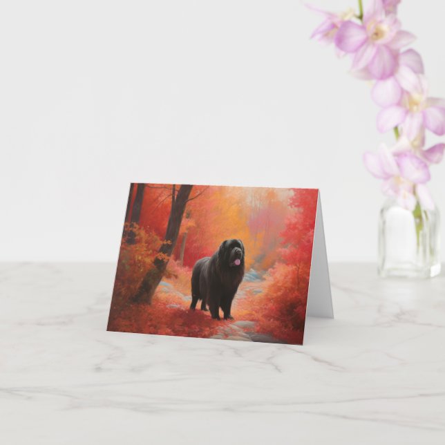 Newfoundland in Autumn Leaves Fall Inspire  Card (Orchid)