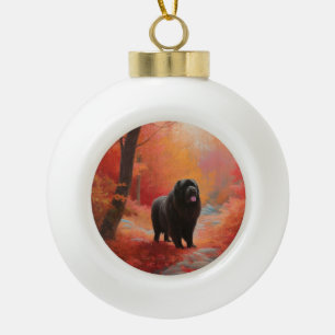 Newfoundland in Autumn Leaves Fall Inspire  Ceramic Ball Christmas Ornament