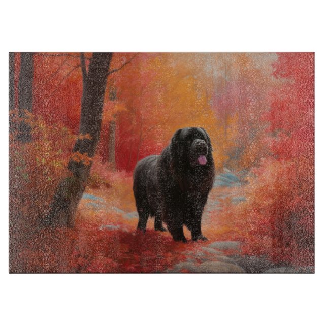 Newfoundland in Autumn Leaves Fall Inspire  Cutting Board (Front)