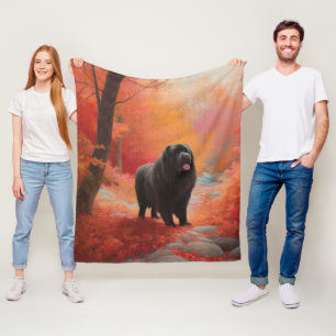 Newfoundland in Autumn Leaves Fall Inspire Fleece Blanket