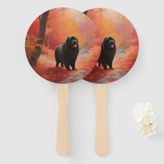 Newfoundland in Autumn Leaves Fall Inspire  Hand Fan (Front and Back)