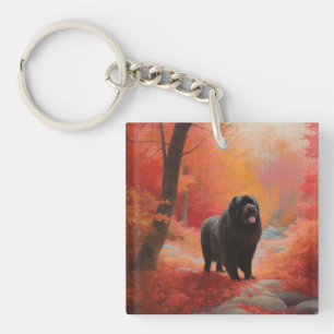 Newfoundland in Autumn Leaves Fall Inspire Key Ring