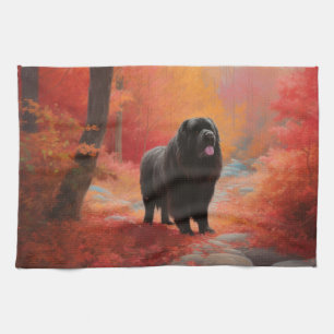 Newfoundland in Autumn Leaves Fall Inspire Tea Towel