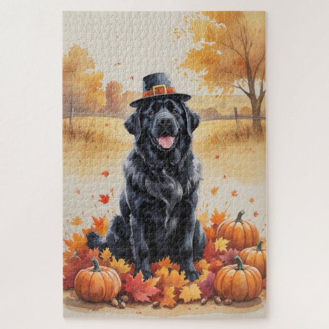 Newfoundland In Autumn Leaves Thanksgiving Art  Jigsaw Puzzle (Vertical)