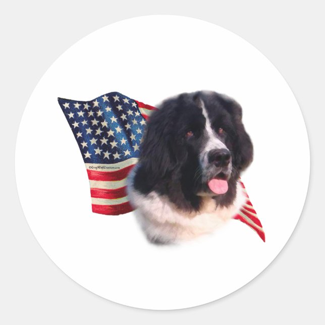 Newfoundland (landseer) Flag Classic Round Sticker (Front)
