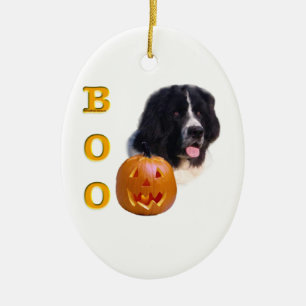 Newfoundland Landseer Halloween Boo Ceramic Ornament