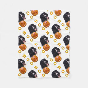 Newfoundland Landseer Halloween Boo Fleece Blanket