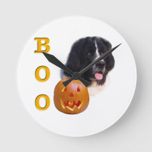 Newfoundland Landseer Halloween Boo Round Clock