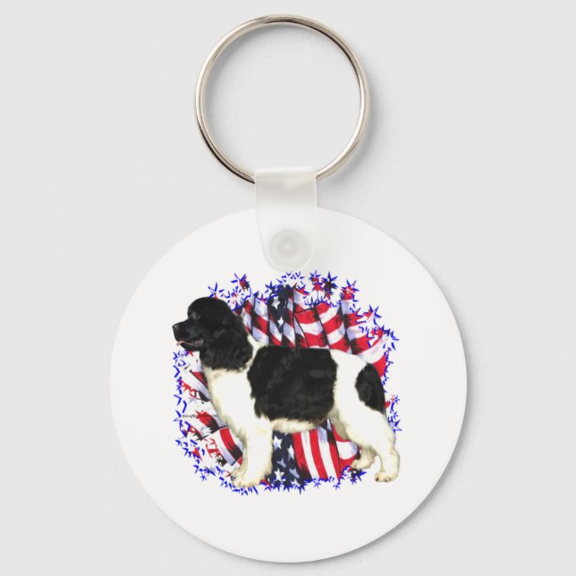 Newfoundland (landseer) Patriot Key Ring (Front)