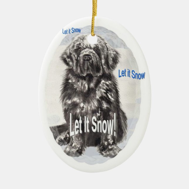 Newfoundland "Let It Snow" Ceramic Ornament (Front)