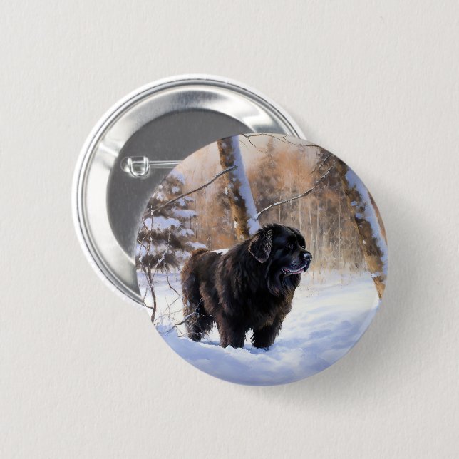 Newfoundland Let It Snow Christmas  6 Cm Round Badge (Front & Back)