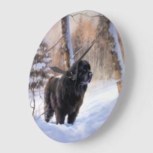 Newfoundland Let It Snow Christmas  Large Clock