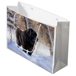 Newfoundland Let It Snow Christmas Large Gift Bag