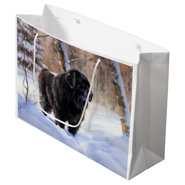 Newfoundland Let It Snow Christmas  Large Gift Bag (Front Angled)