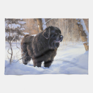 Newfoundland Let It Snow Christmas  Tea Towel