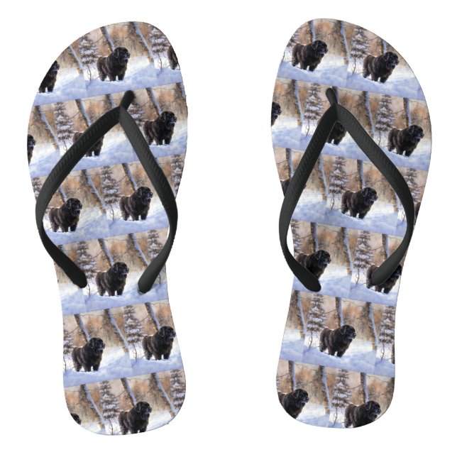 Newfoundland Let It Snow Christmas  Thongs (Footbed)
