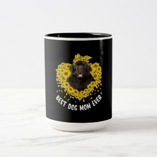Newfoundland mum lovers sunflower dog gift Two-Tone coffee mug