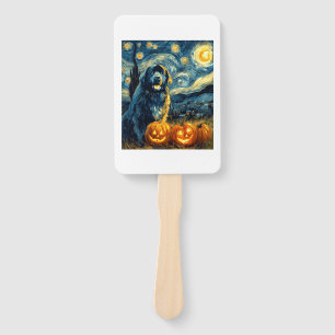 Newfoundland Newfie Cute Dog Halloween Jack O Lant Hand Fan