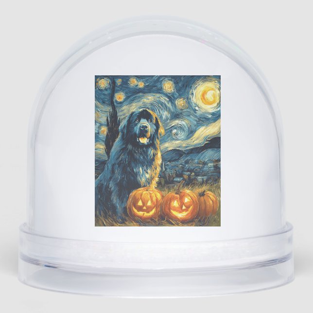 Newfoundland Newfie Cute Dog Halloween Jack O Lant Snowglobe (Front)