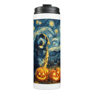 Newfoundland Newfie Cute Dog Halloween Jack O Lant Thermal Tumbler