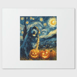 Newfoundland Newfie Cute Dog Halloween Jack O Lant Wrapping Paper