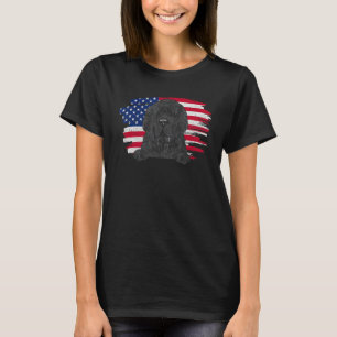 Newfoundland Newfie Dog American Flag T-Shirt