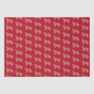 Newfoundland Newfie Dog Christmas Silhouette Red Tissue Paper