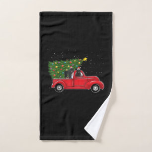 Newfoundland on red car truck xmas gift hand towel