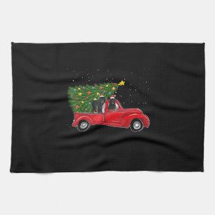 Newfoundland on red car truck xmas gift tea towel