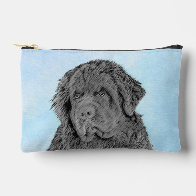 Newfoundland Painting Black Cute Original Dog Art Accessory Pouch (Front)